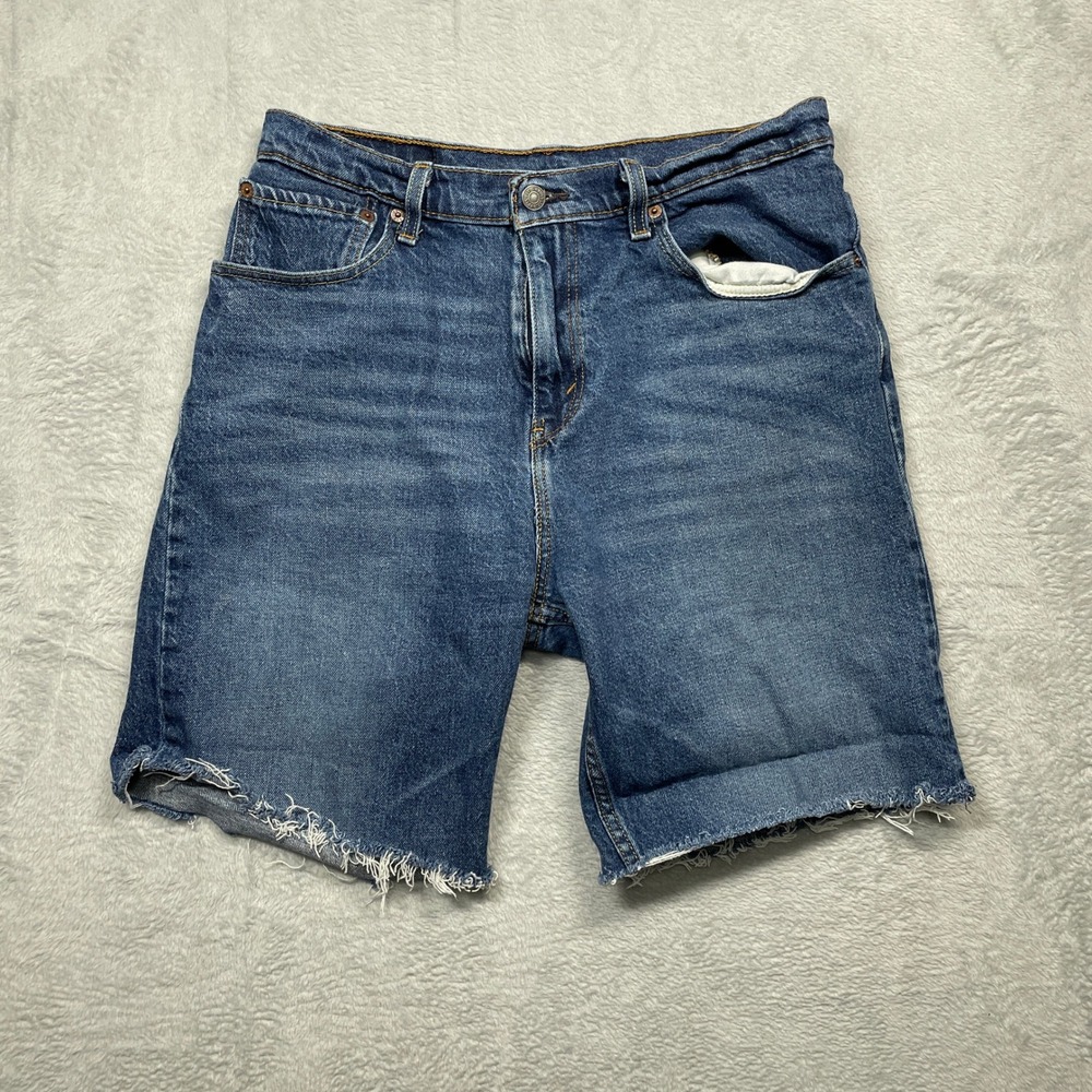Levi's 569 Loose Straight Shorts Mens 32 Blue Denim Cutoff Medium Wash